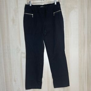 Talbots black pull on pants with silver zippers,‎ size 8